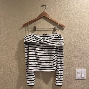Vici Black and White Striped Top
